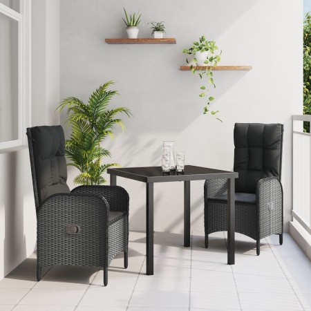 Juego de comedor para jardín de 5 piezas con cojines, negro, poliratán de , Sillas de jardín - Ref: Foro24-3380121, Precio: 5...