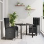 Juego de comedor para jardín de 5 piezas con cojines, negro, poliratán de , Sillas de jardín - Ref: Foro24-3380121, Precio: 5...