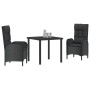 Juego de comedor para jardín de 5 piezas con cojines, negro, poliratán de , Sillas de jardín - Ref: Foro24-3380121, Precio: 5...