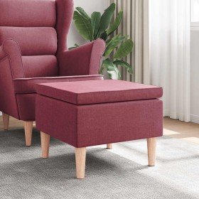 Taburete con patas de madera tapizado tela rojo tinto en Taburetes y sillas plegables | Comprar online en Foru.es