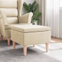 Taburete con patas de madera tapizado tejido crema en Taburetes y sillas plegables | Comprar online en Foru.es
