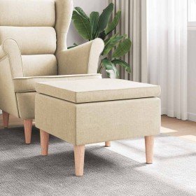 Taburete con patas de madera tapizado tejido crema en Taburetes y sillas plegables | Comprar online en Foru.es