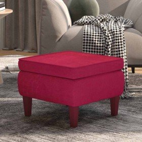 Taburete con patas de madera terciopelo rojo tinto en Taburetes y sillas plegables | Comprar online en Foru.es