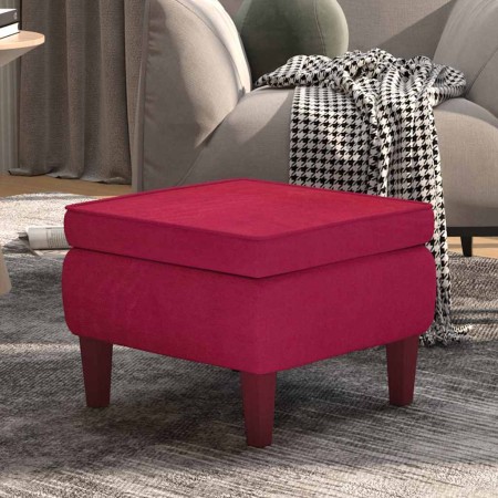 Taburete con patas de madera terciopelo rojo tinto en Taburetes y sillas plegables | Comprar online en Foru.es