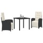 Juego de comedor de 5 piezas con cojines de Ratán sintético negro, Mesa de jardín negra 140x80x73 cm de vidrio templado de , ...