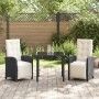 Juego de comedor de 5 piezas con cojines de Ratán sintético negro, Mesa de jardín negra 140x80x73 cm de vidrio templado de , ...
