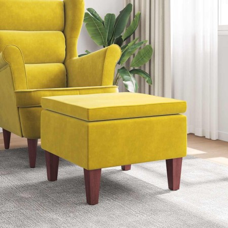 Taburete con patas de madera terciopelo amarillo en Taburetes y sillas plegables | Comprar online en Foru.es