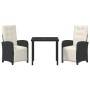 Conjunto de Comedor  de 9 Piezas con Cojines Beige de Poliratán, Mesa de Jardín  Negra 200x80x73 cm de Cristal Templado | Foro24.es | Tu tienda online para hogar, jardín y más Foro24.es