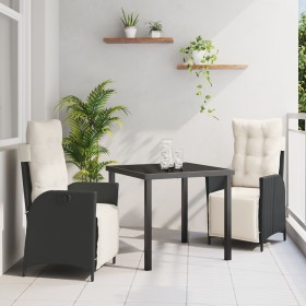 Juego de Comedor de Jardín de 3 Piezas Ratán Poliéster Negro de , Sillas de jardín - Ref: Foro24-3380533, Precio: 381,20 €, D...