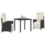 Juego de Comedor de Jardín de 3 Piezas Ratán Poliéster Negro de , Sillas de jardín - Ref: Foro24-3380533, Precio: 381,20 €, D...