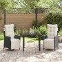 Juego de Comedor de Jardín de 3 Piezas Ratán Poliéster Negro de , Sillas de jardín - Ref: Foro24-3380533, Precio: 381,20 €, D...