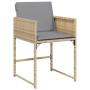 Conjunto de Comedor de Jardín de 5 Piezas con Cojines Beige Ratán Poli, Mesa de Jardín Negra 160x80x73 cm Vidrio Templado de ...