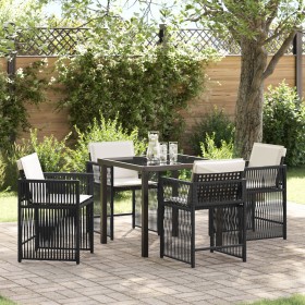 Juego de Comedor de Jardín de 5 Piezas con Cojines Negro Poliratán de , Sillas de jardín - Ref: Foro24-3380769, Precio: 277,0...