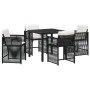 Set de Comedor de Jardín de 5 Piezas con Cojines Negro Poliratán de , Sillas de jardín - Ref: Foro24-3380771, Precio: 315,33 ...