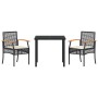 Conjunto de comedor jardín de 5 piezas con cojines Negro Poliratán de , Sillas de jardín - Ref: Foro24-3380816, Precio: 342,9...