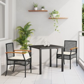 Juego de Comedor de Jardín de 7 Piezas con Cojines Negro Poliratán de , Sillas de jardín - Ref: Foro24-3380817, Precio: 451,6...