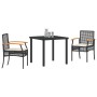 Set de Comedor de Jardín de 5 Piezas con Cojines Ratán Poliéster Gris de , Sillas de jardín - Ref: Foro24-3380822, Precio: 33...