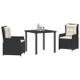 Juego de Comedor de Jardín de 3 Piezas Beige Poliratán, Mesa de Jardín Negra 80x80x73 cm Vidrio Templado de , Sillas de jardí...