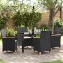 Conjunto de Comedor de Jardín de 5 Piezas con Cojines Negro Poliratán | Foro24.es | Tu tienda online para hogar, jardín y más Foro24.es