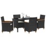 Conjunto de Comedor de Jardín de 5 Piezas con Cojines Negro Poliratán | Foro24.es | Tu tienda online para hogar, jardín y más Foro24.es