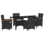 Set de Comedor de Jardín de 5 Piezas con Cojines Negro Poliratán de , Sillas de jardín - Ref: Foro24-3381089, Precio: 534,18 ...