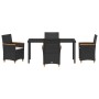 Set de Comedor de Jardín de 5 Piezas con Cojines Negro Poliratán de , Sillas de jardín - Ref: Foro24-3381089, Precio: 534,18 ...