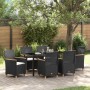Conjunto de Comedor de Jardín de 7 Piezas con Cojines Negro Ratán Poliéster de , Sillas de jardín - Ref: Foro24-3381090, Prec...