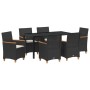 Conjunto de Comedor de Jardín de 7 Piezas con Cojines Negro Ratán Poliéster de , Sillas de jardín - Ref: Foro24-3381090, Prec...
