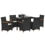 Conjunto de Comedor de Jardín de 7 Piezas con Cojines Negro Ratán Poliéster de , Sillas de jardín - Ref: Foro24-3381090, Prec...