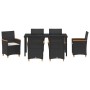 Conjunto de Comedor de Jardín de 7 Piezas con Cojines Negro Ratán Poliéster de , Sillas de jardín - Ref: Foro24-3381090, Prec...