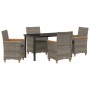 Juego de Comedor de Jardín de 5 Piezas con Cojines Gris Ratán Poli | Foro24.es | Tu tienda online para hogar, jardín y más Foro24.es