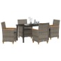 Juego de Comedor de Jardín de 5 Piezas con Cojines Gris Ratán Poli | Foro24.es | Tu tienda online para hogar, jardín y más Foro24.es