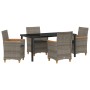 Conjunto de Comedor de Jardín de 5 Piezas con Cojines Gris Poliratán de , Sillas de jardín - Ref: Foro24-3381096, Precio: 540...