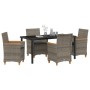 Conjunto de Comedor de Jardín de 5 Piezas con Cojines Gris Poliratán de , Sillas de jardín - Ref: Foro24-3381096, Precio: 540...