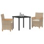 Juego de Comedor de Jardín de de 3 Piezas con Cojines Beige Poliratán | Foro24.es | Tu tienda online para hogar, jardín y más Foro24.es