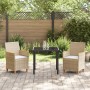 Juego de Comedor de Jardín de de 3 Piezas con Cojines Beige Poliratán | Foro24.es | Tu tienda online para hogar, jardín y más Foro24.es
