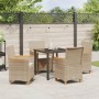 Set de Comedor de Jardín de 5 Piezas con Cojines Beige Ratán Poliéster | Foro24.es | Tu tienda online para hogar, jardín y más Foro24.es