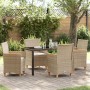 Conjunto de Comedor de Jardín de 5 Piezas con Cojines Beige Poliratán | Foro24.es | Tu tienda online para hogar, jardín y más Foro24.es