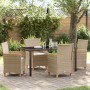 Set de Comedor de Jardín de 5 Piezas con Cojines Beige de Polirratán de , Sillas de jardín - Ref: Foro24-3381103, Precio: 541...