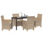 Conjunto de Comedor de Jardín de 5 Piezas con Cojines Beige Poliratán | Foro24.es | Tu tienda online para hogar, jardín y más Foro24.es