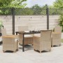 Conjunto de Comedor de Jardín de 5 Piezas con Cojines Beige Poliratán | Foro24.es | Tu tienda online para hogar, jardín y más Foro24.es