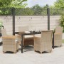 Set de Comedor de Jardín de 5 Piezas con Cojines Beige de Polirratán de , Sillas de jardín - Ref: Foro24-3381103, Precio: 541...