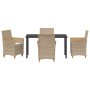 Conjunto de Comedor de Jardín de 5 Piezas con Cojines Beige Poliratán | Foro24.es | Tu tienda online para hogar, jardín y más Foro24.es