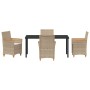 Set de Comedor de Jardín de 5 Piezas con Cojines Beige de Polirratán de , Sillas de jardín - Ref: Foro24-3381103, Precio: 541...