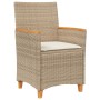Juego de Comedor de Jardín de 7 Piezas con Cojines Beige de Poliratán de , Sillas de jardín - Ref: Foro24-3381104, Precio: 74...