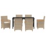 Juego de Comedor de Jardín de 7 Piezas con Cojines Beige de Poliratán de , Sillas de jardín - Ref: Foro24-3381104, Precio: 74...