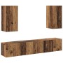 Juego de armarios de TV de 4 piezas montados en la pared de madera antigua de madera elaborada | Foro24.es | Tu tienda online para hogar, jardín y más Foro24.es
