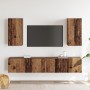 Juego de armarios de TV de 4 piezas montados en la pared de madera antigua de madera elaborada | Foro24.es | Tu tienda online para hogar, jardín y más Foro24.es