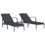 Tumbonas con mesita 2 unidades ratán sintético gris de vidaXL, Tumbonas - Ref: Foro24-317639, Precio: 190,14 €, Descuento: %