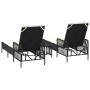 Conjunto de Tumbonas Set de 3 Negro y blanco crema Ratán PE, metal de , Tumbonas - Ref: Foro24-365432, Precio: 306,25 €, Desc...